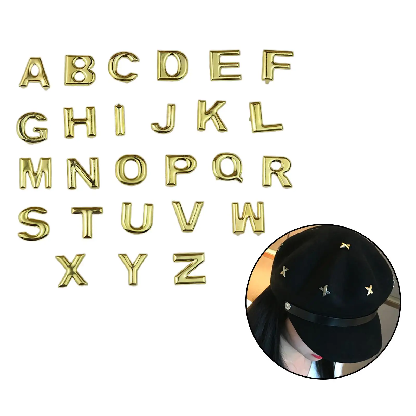 Upholstery Nail 26x English Letter AZ Metal Stud Rivets Spikes for Belts Bags Garment