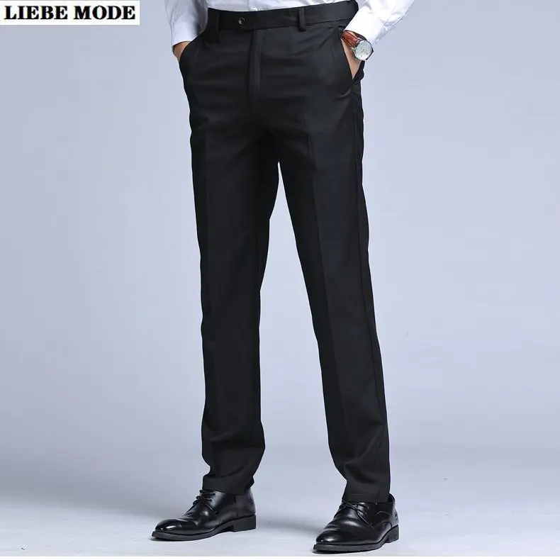 

Men's Summer Slim Dress Suit Pants Korean Style Formal Men Business Casual Long Trousers Black Gray Navy Blue Pantalones Hombre