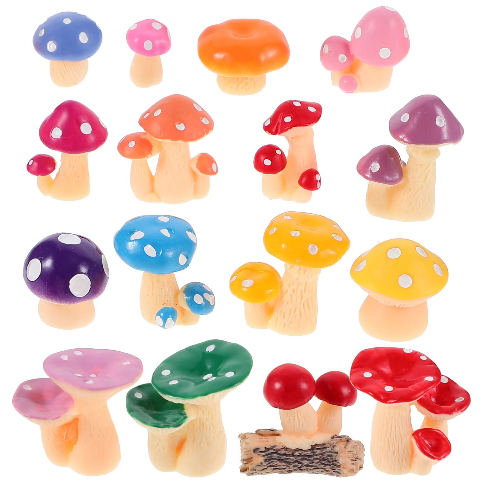 

32 Pcs Aquarium Flower Cake Decorations Resin Mushroom Figurines