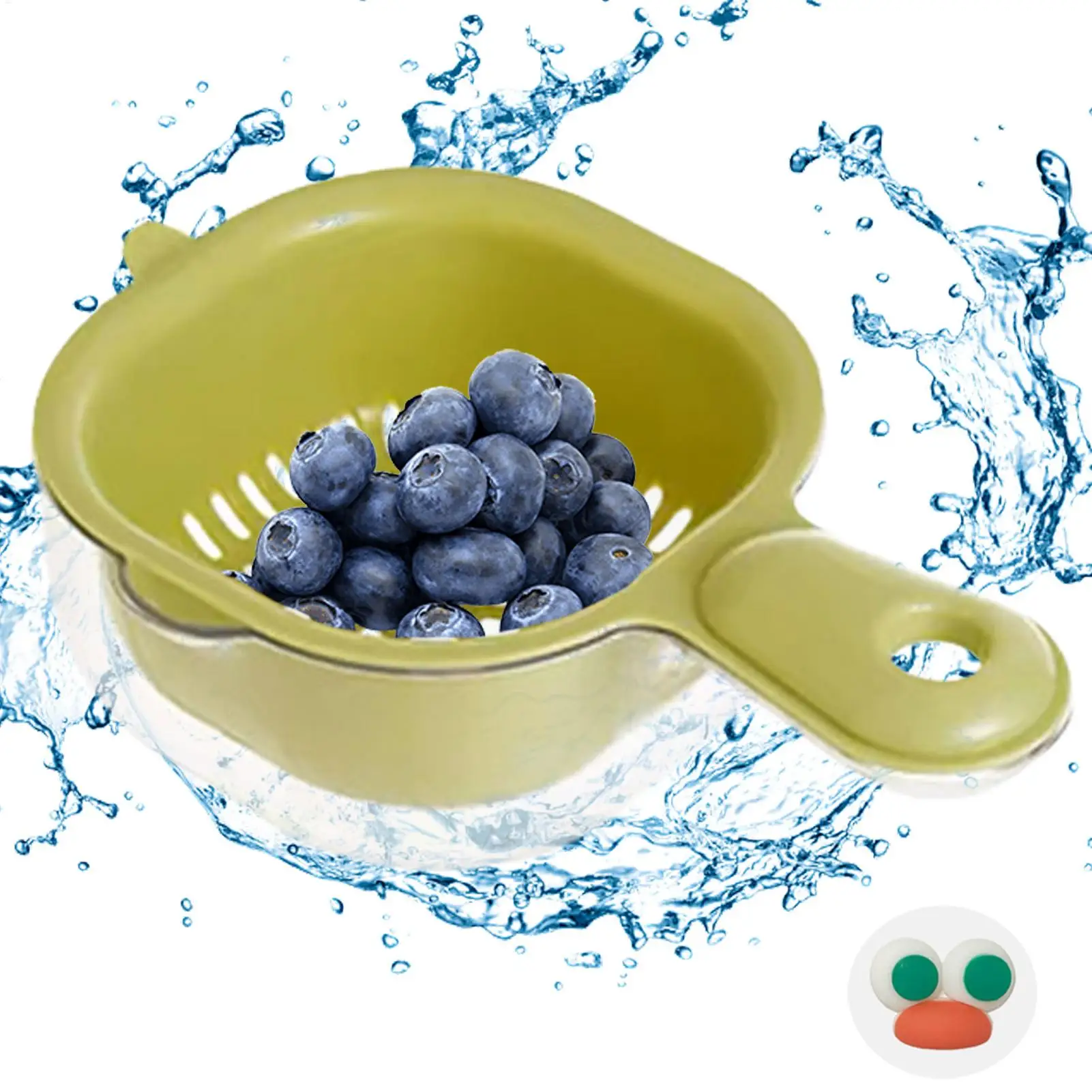 Fruit Strainer Food Draining Basket 2 In 1 Rotatable Strainer Colander with Handle for Washing Cleaning Berries Salad Vegetable