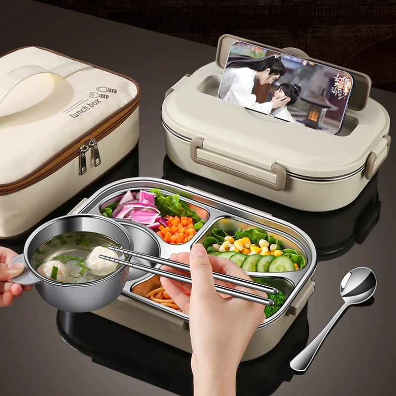 304 Stainless Steel Compartment insulated lunch box Students Office worker Sealed Bento Box microwave Heating food container