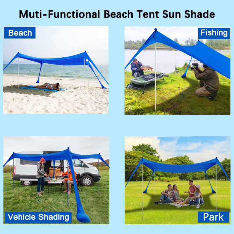 Outdoor Beach Tent Sun Shelter Camping Shades Tents Windproof One-piece Beach Canopy Tents UPF50+ Portable Family Tent camping tent camping canopy
