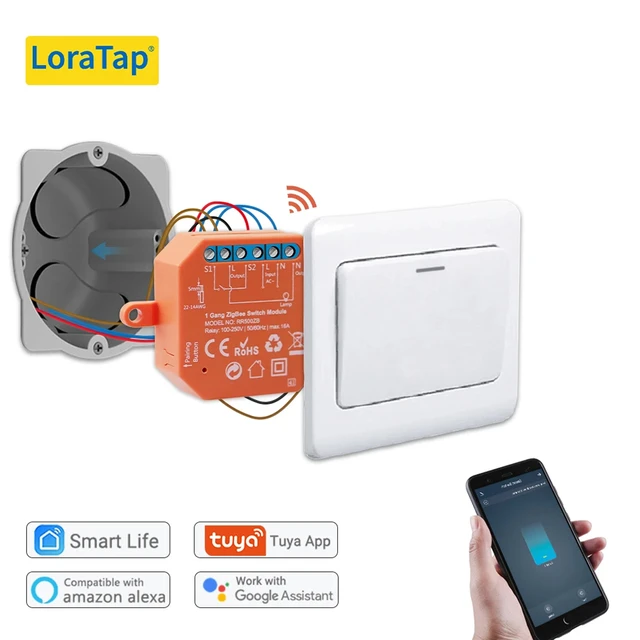 LoraTap-Módulo de relé de luz Tuya ZigBee 3,0, Smart Life, Google Home,  Alexa, dispositivos