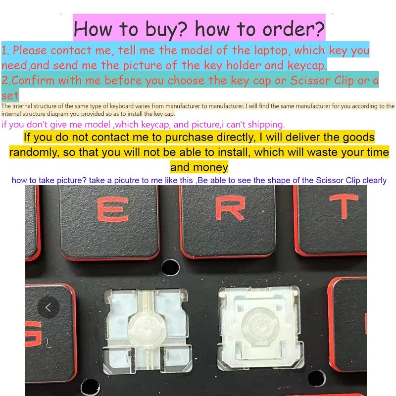 Keys Scissor Clip Hinge For MSI GE62 GE63 GS63 GS65 Keycap Keyboard Keychain Rubber