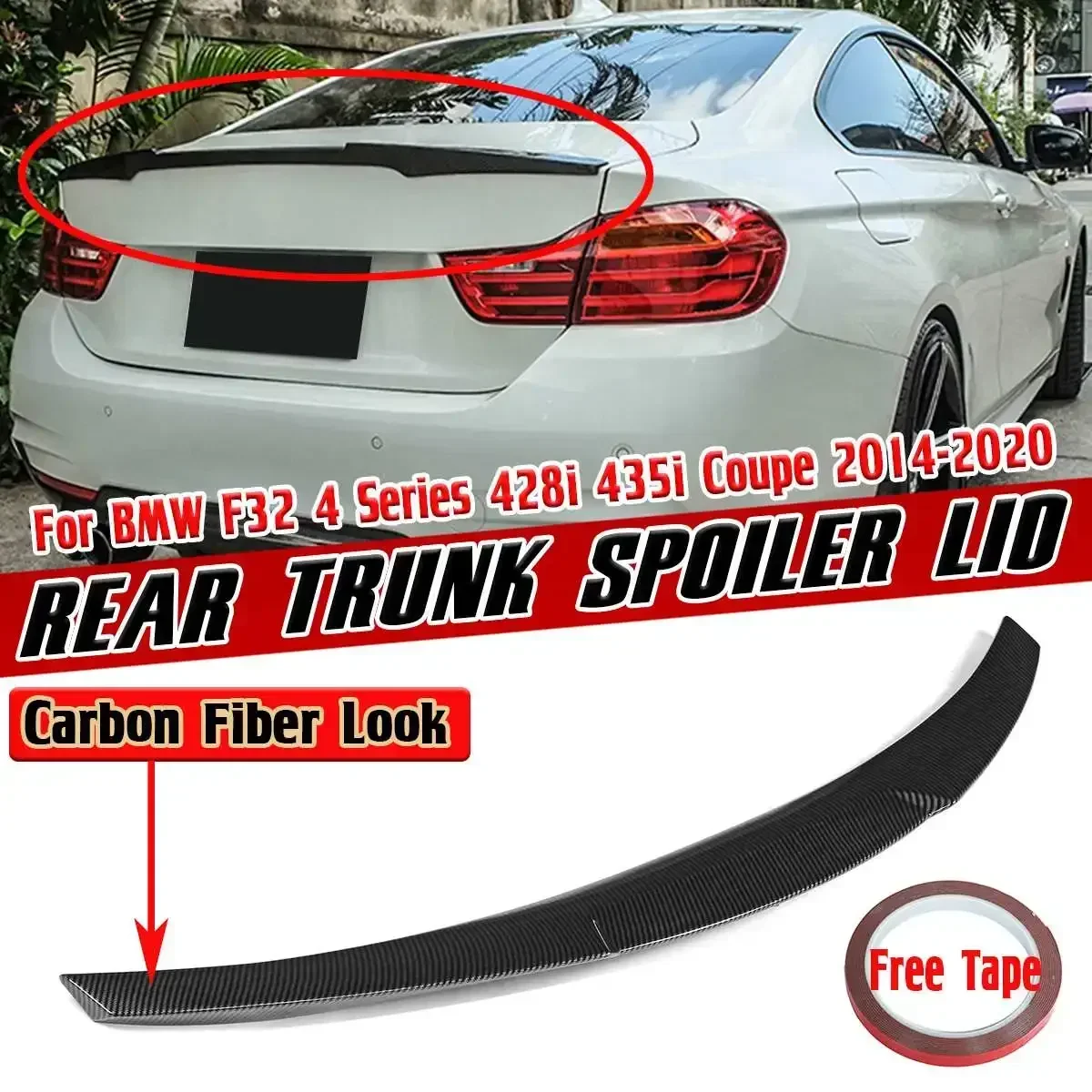 

M4 Style Car Rear Trunk Spoiler Wing Lip Extension For BMW F32 4 Series 428i 435i Coupe 2014-2020 Rear Boot Lip Spoiler