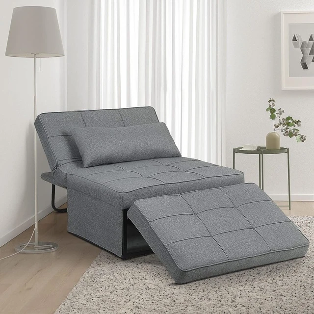 Sofa Bed, 4 in 1 Multi-Function Folding Ottoman Breathable Linen Couch Bed  with Adjustable Backrest Modern Convertible Chair for Living Room Apartment