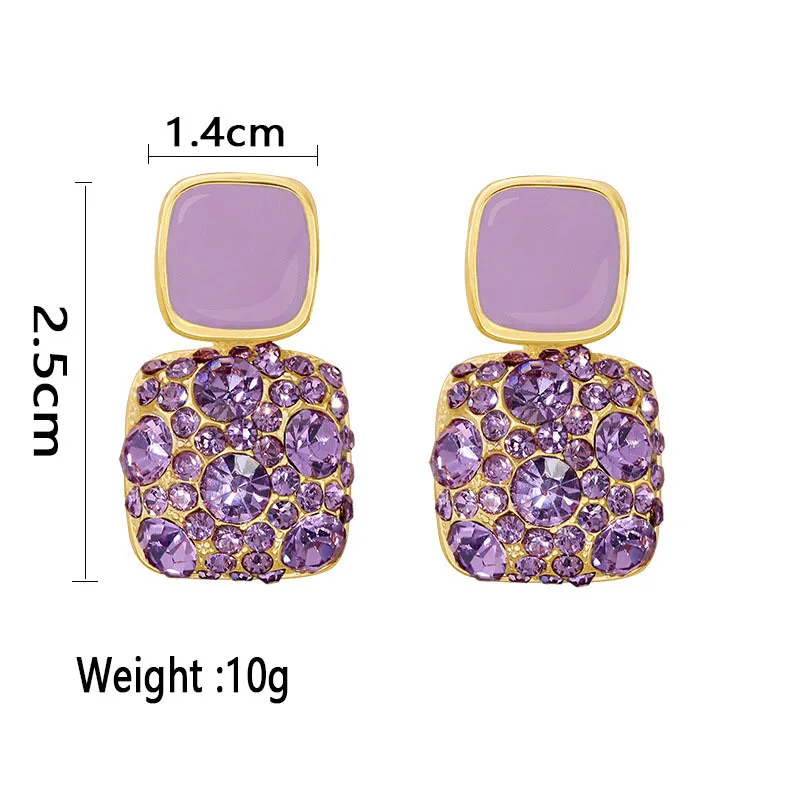 2022 Trendy Purple Earrings S9 Silver Needle Personality Geometric Earrings  Korea Online Celebrity Temperament Earrings - Dangle Earrings - AliExpress