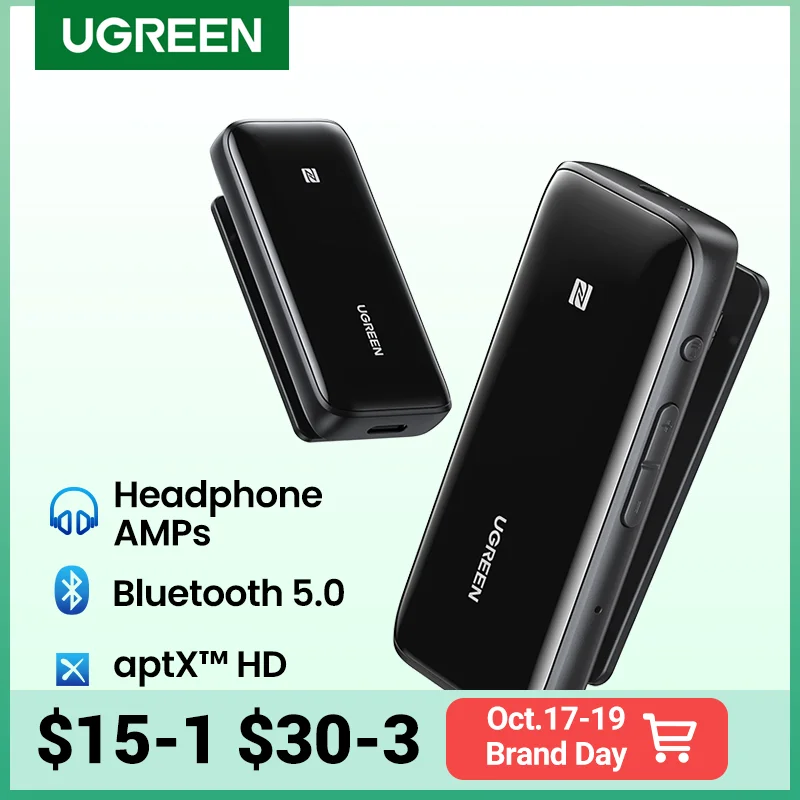 

New UGREEN Bluetooth 5.0 Receiver USB DAC 3.5mm Wireless Audio Headphone Amplifier NFC aptX aptX HD QCC3034 Bluetooth 5.0