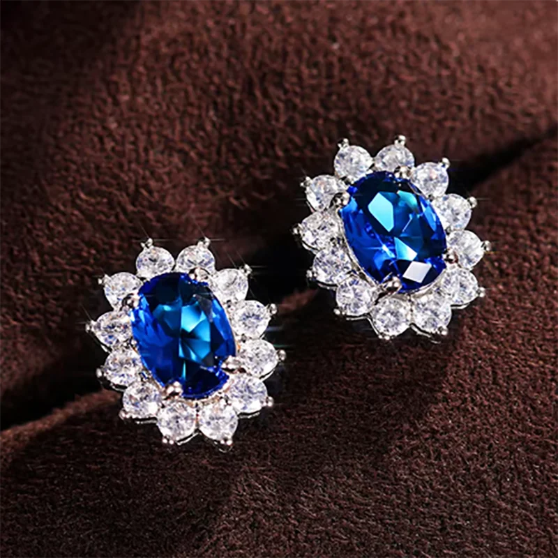 Luxury Blue Green Color Sunflower Korean Dubai for Women Lady Anniversary Gift Jewelry Wholesale E5519