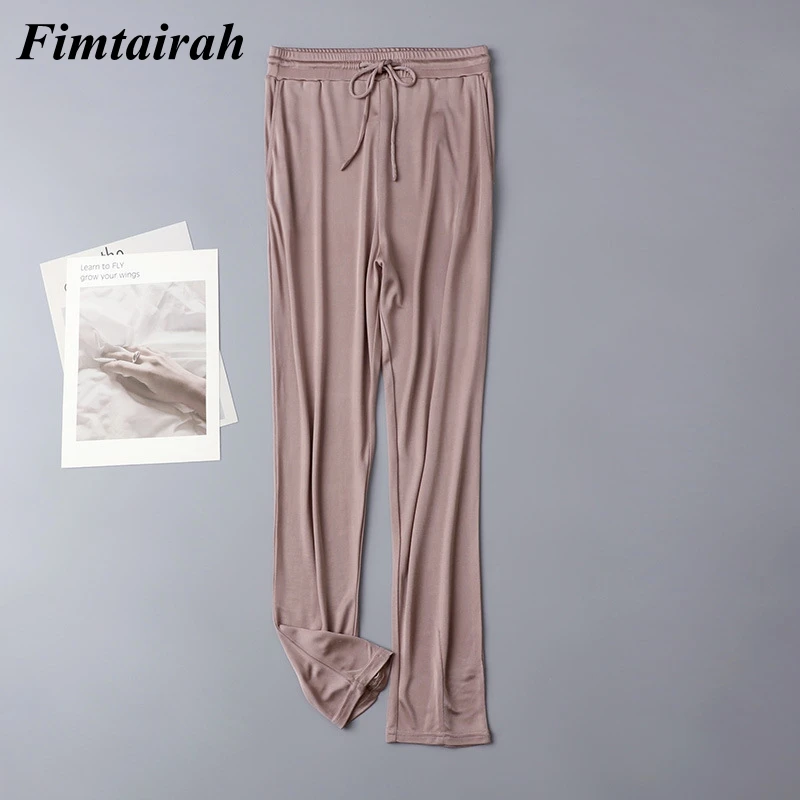 Fimtairah 6A Silk double-sided knitted silk breathable women's pants high-waisted slim casual wide-leg pants
