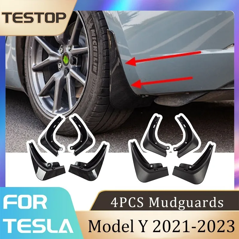 

4Pcs Car Mud Flaps For Tesla Model Y 2023 Accessories Mudguards Splash Guards Fender Front Rear Wheel Mudguard Carbon Fiber ABS