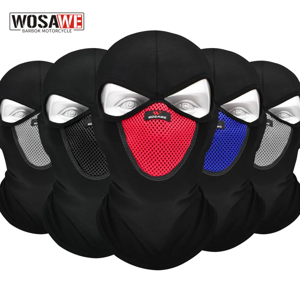 

WOSAWE Motorcycle Full Face Mask For Men Women Sports Breathable Dustproof Windproof Helmet Hood Moto Riding Neck Accessories