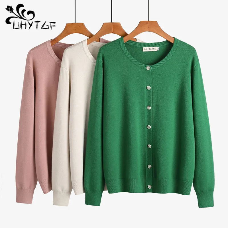 

UHYTGF M-2XL Women Cardigan Sweater 2024 Spring Autumn Single Breast Knit Female Jumper Tops Soft Cozy Coat Kacket Cardigans 22