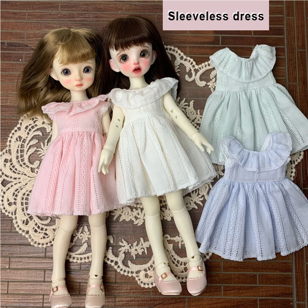 H02-001 children handmade toy BJD/SD doll clothes 1/6 30cm  pink blue green Sleeveless dress 1pcs infant feeding bib solid color babies bibs sleeveless dirtyproof infants food eating cloths children anti dirty dropshipping