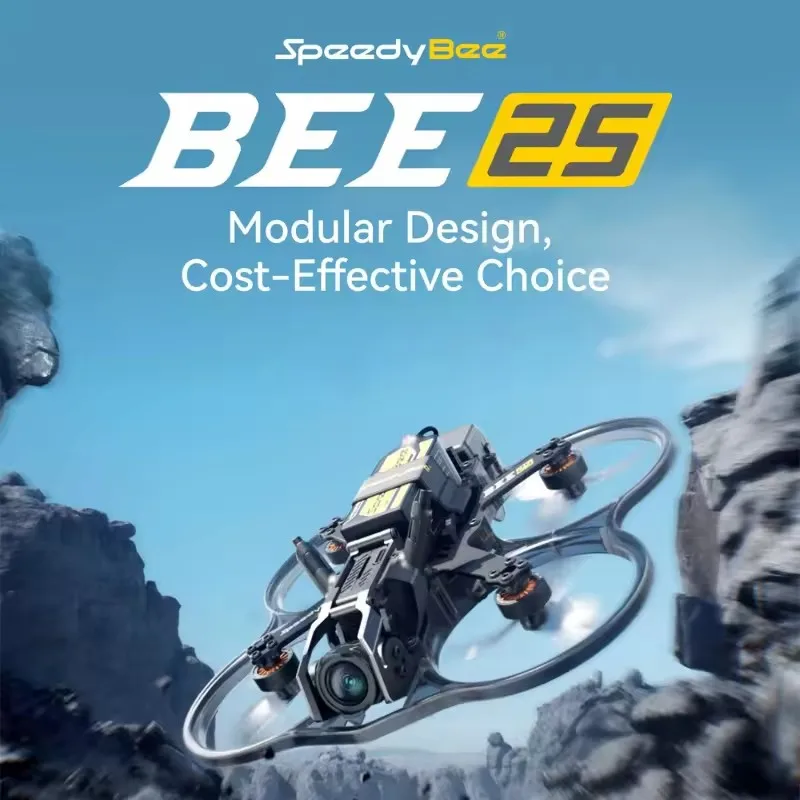 Détail du SpeedyBee Bee25 Drone FPV Cinewhoop 2.5 pouces 4S avec sa caméra et son récepteur ELRS 2.4G