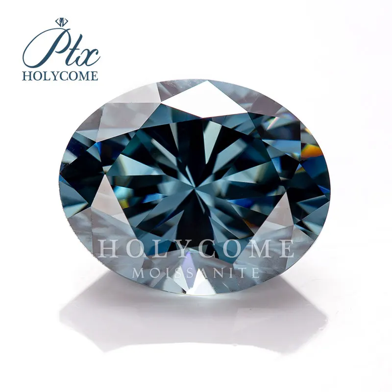 Holycome Moissanite 3x5-13x18mm Dark Blue VVS1 GRA Certificate Loose Gesmtones  Moissanite Oval Brilliant Cut  Holycome Jewelry