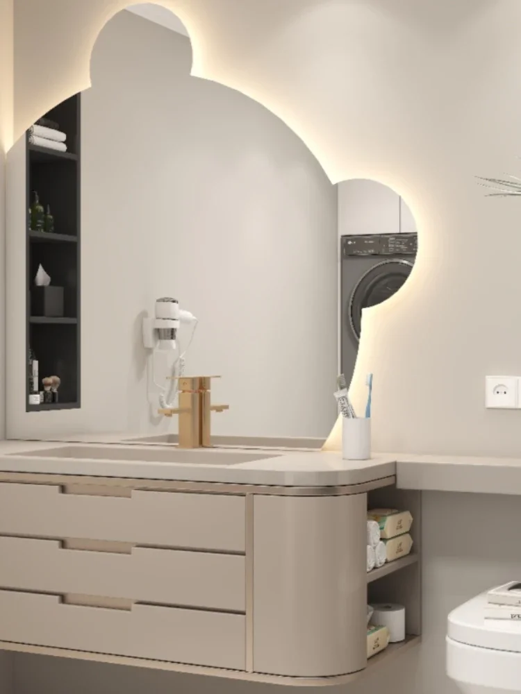 Bathroom Cabinet Combination Stone Plate Whole Washbin Modern Cream Style Bathroom Cabinet Washstand Face Washing