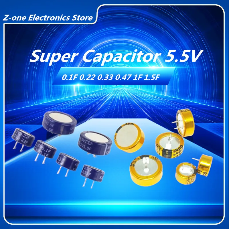 Supercondensador De 5,5 V, 0,1f, 0,22f, 0,33f, 0,47f, 5,047f, 1F, 1,5f