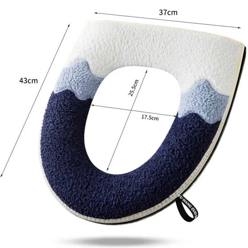 Waterproof Plush Toilet Seat Cover, Universal Model, Ring, Washable, Zipper, Bathroom Mat, Decorative 2