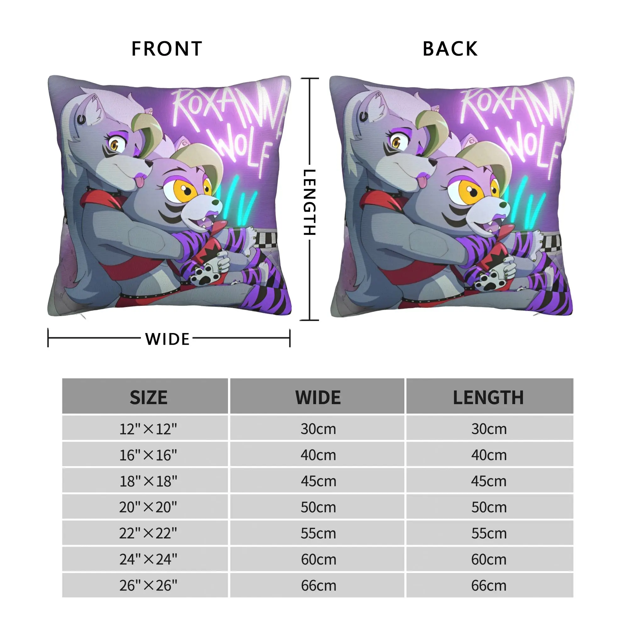 영화 Roxanne FNAF 정사각형 베개 케이스 쿠션 커버 자동차용 맞춤형 지퍼 장식 베개 케이스 45*45cm