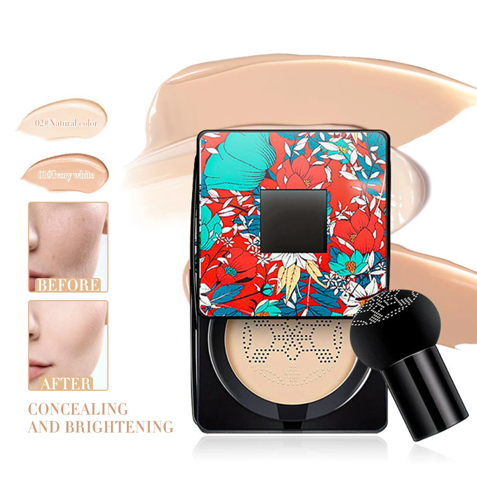 Mushroom Head Air Cushion BB Cream with Powder Puff Moisturizing Brightening Foundation Concealer CC Cream Base Makeup Cosmetics 4