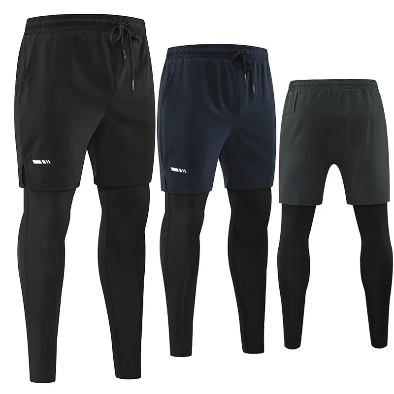 Summer Fitness Pants Men's Elastic Quick Dry Moisture Absorbing Pants Compression Breathable Running Bicycle Tights