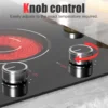 Electric Cooktop 2 Burners, Knob Control, Plug in Electric Stove 110v, 2000w, 9 Power Levels, Countertop & Built-in Ceramic Cook 3
