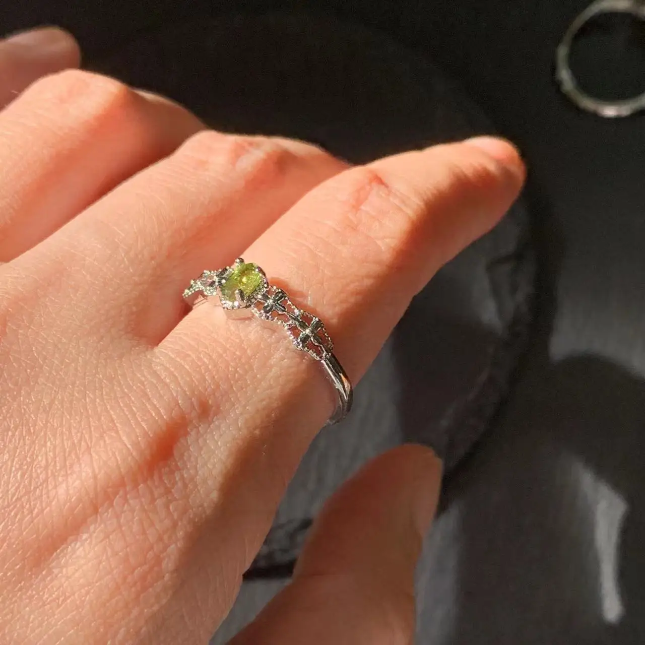 4*3MM Natural Tourmaline Ring Adjustable Female Ring Jewelry for Women Gift Wholesale High Quality Vintage Fine