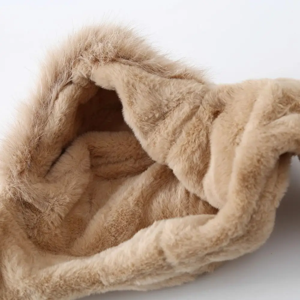 Windproof Ear Protection Hat Movable Ears Soft Capybara Hooded Scarf Thickened Integrated Hat Scarf Set Outdoor Activities