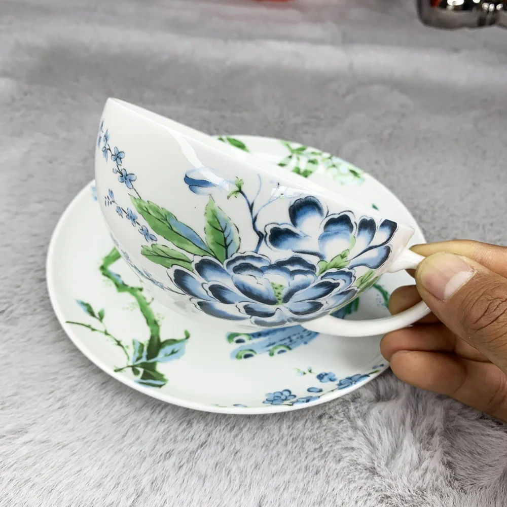 

W Wei To Live Fashion Jade Phoenix Flower Tea Coffee Cup And Saucer Set Girlfriends Wedding High-value Gifts