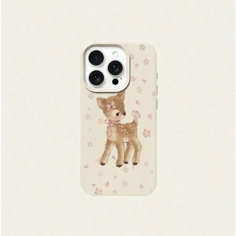 Adorable Deer & Floral TPU Phone Case with Air Cushioning Protection