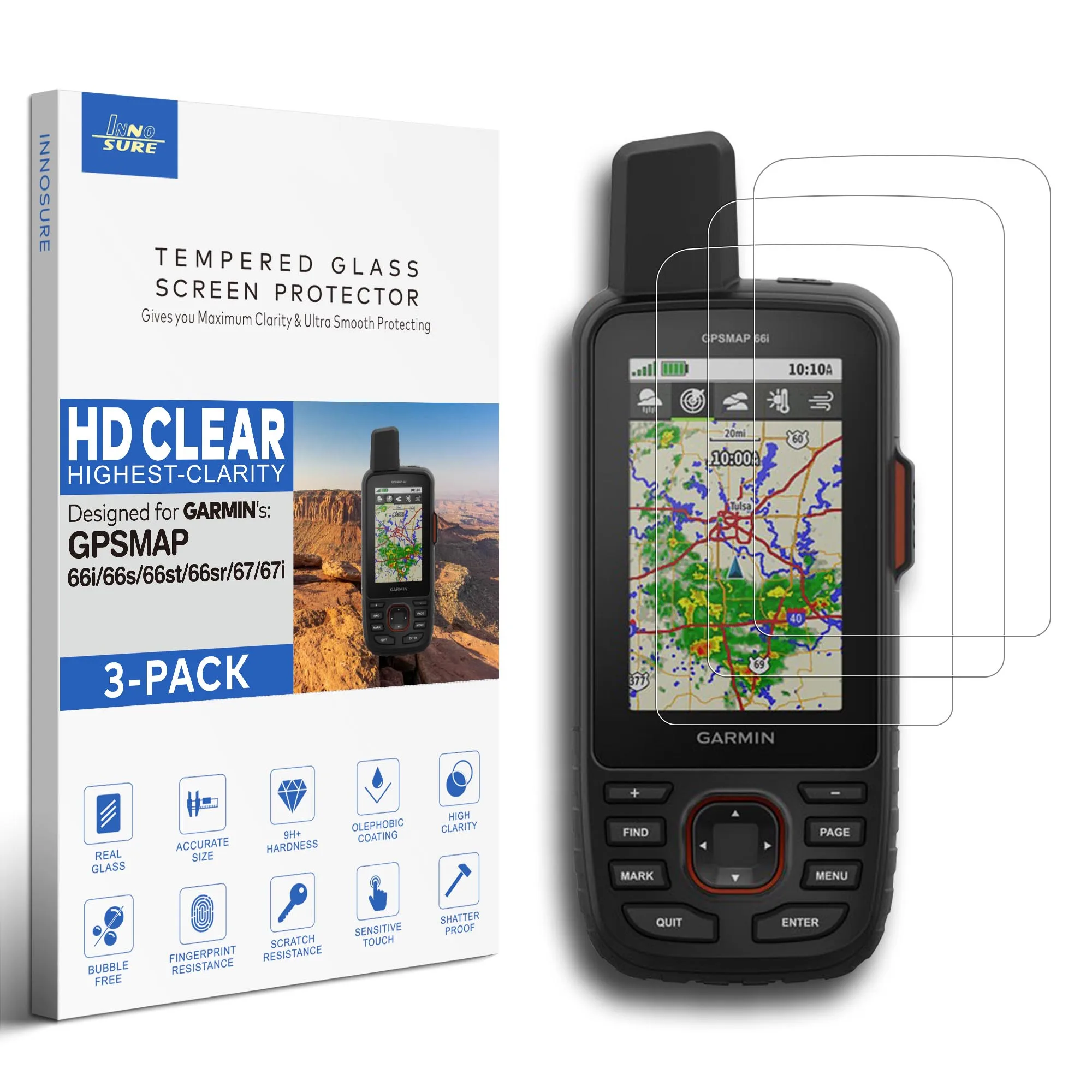 Premium Tempered Glass Screen Protector [3-Pack] for GPS Touchscreen Devices