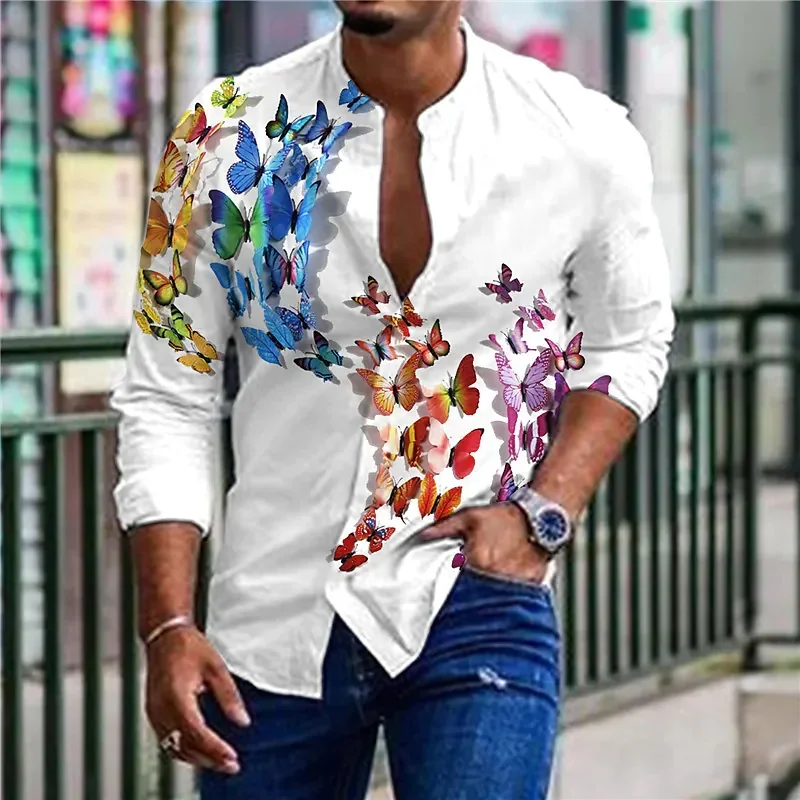 2024 Men's shirt tops creative printed patterns casual office sports fitness fashion trend spring and summer new hot sale