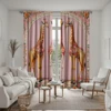 2 pieces of HD Girly powder flower decoration Giraffe decorative curtain Pink tie digital printed curtain Home Decoration style 6