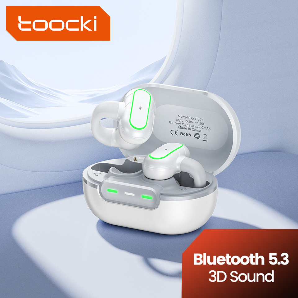 Toocki Clip-Ear Wireless Headphones Bluetooth 5.3 Earphones Noice Canceling Touch Control With Dual Microphone IPX5 Waterproof