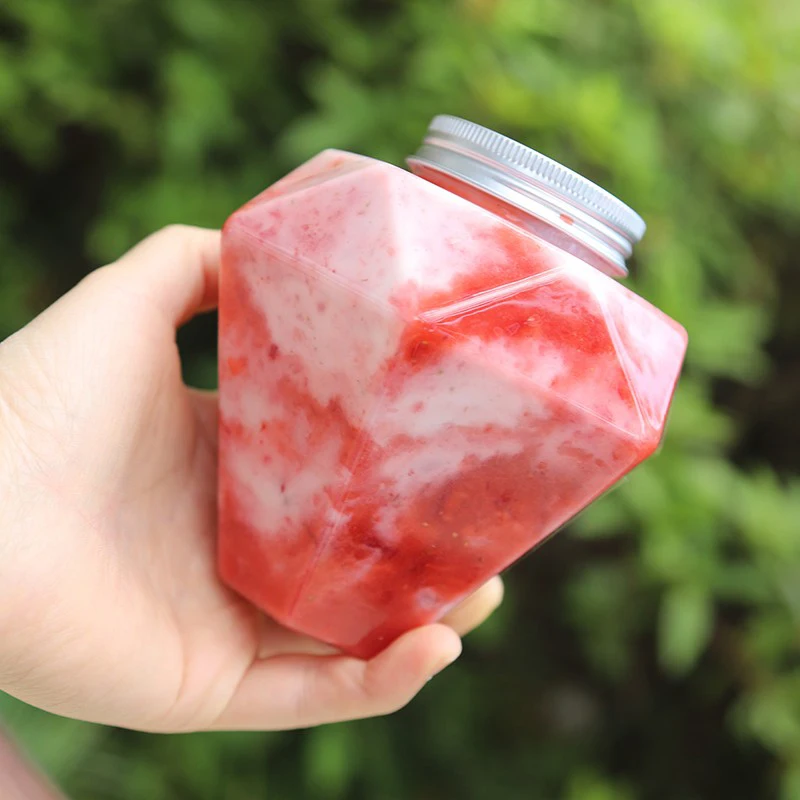 500ml Transparent Disposable Bottle Cold Drink Bubble Tea Cup Plastic Bottles Containers with Lids Packaging Milk Coffee Cup