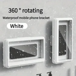 Waterproof Anti - Fog Touch - Sensitive Shower Phone Holder with No - Drill Self - Adhesive Wall Mount (White)