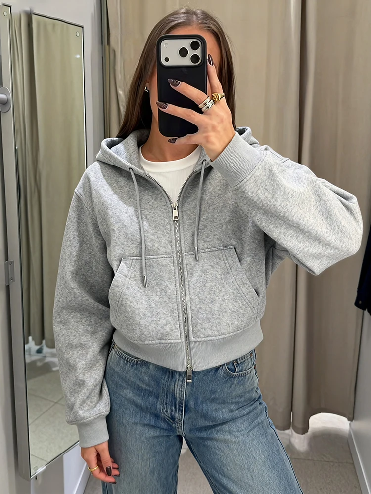 Women Soft Short Jacket 2025 Autumn Winter Long Sleeve Hooded Women's Coat Zipper Loose Female Casual New Outerwear Tops ﻿ ﻿