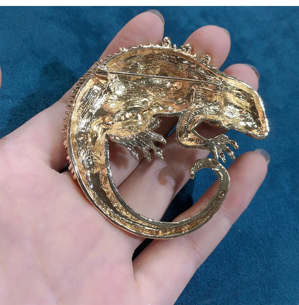 女性のためのレトロなトカゲブローチ,大きな動物のブローチ