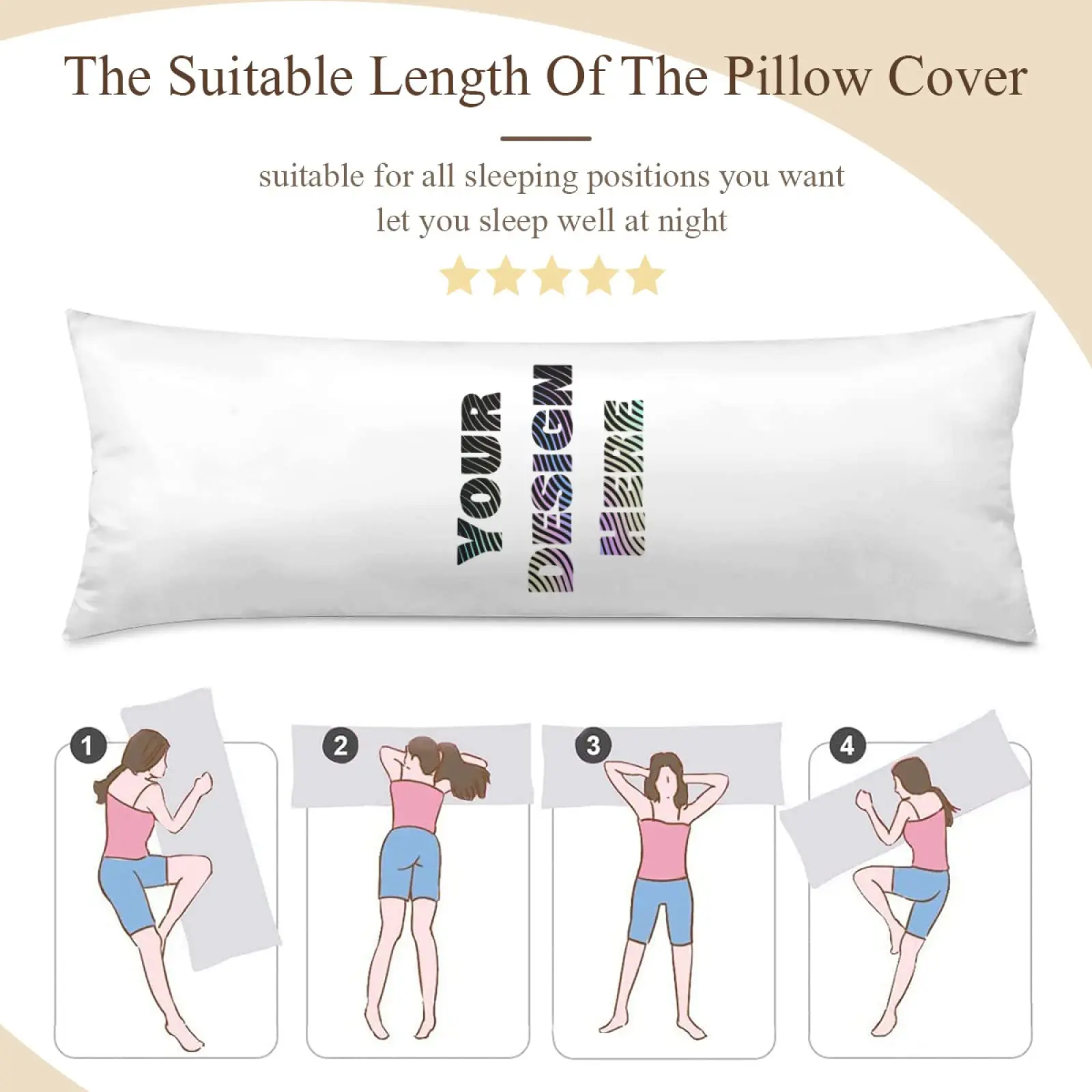 Description Picture 6 of itemCustom Body Pillowcase Large Soft Pillow Covers Two-Side Printed Hugging Body Pillow Backrest Cushion Pillow Case Funny Gifts