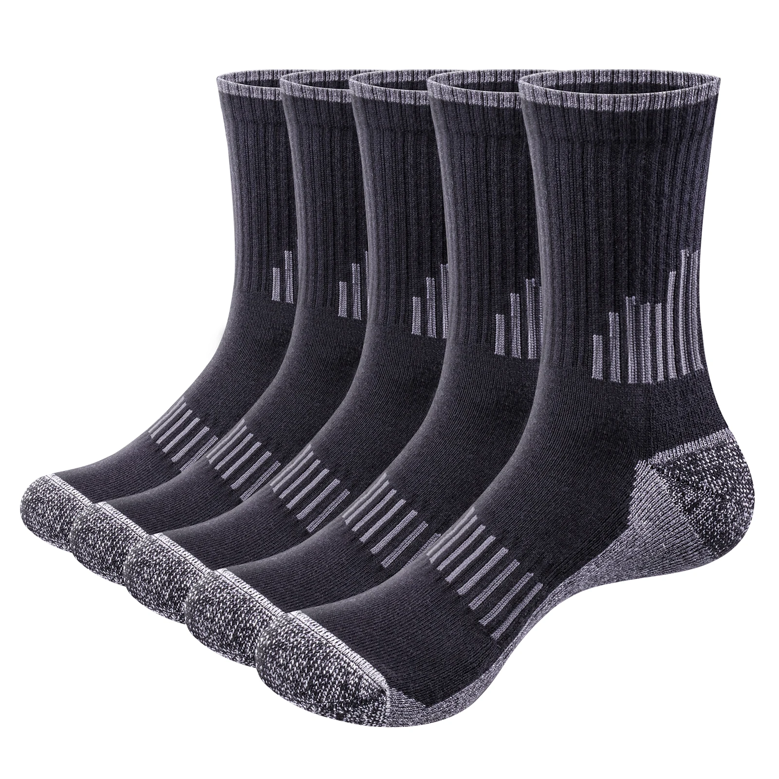 

YUEDGE Women's Moisture Wicking Cotton Cushioned Crew Socks 5Pairs/Pack Outdoor Athletic Sports Hiking Socks For Size 37-44