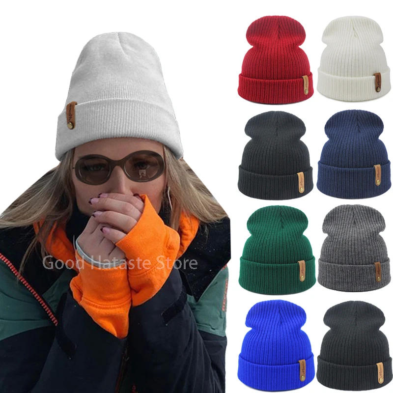

Unisex Solid Korean Acrylic Knitted Caps Hats Women Men Skullcap Warm Beanies Girl Autumn Winter Elastic Skullies Beanies Cap