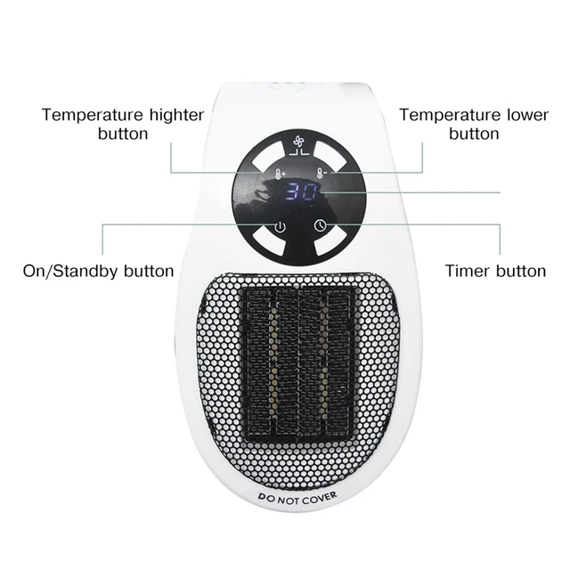 500w Raumheizung, Steckdose elektrische Raumheizung mit einstellbarem  Thermostat & Timer kompakt für Büro zu Hause uns Stecker - AliExpress