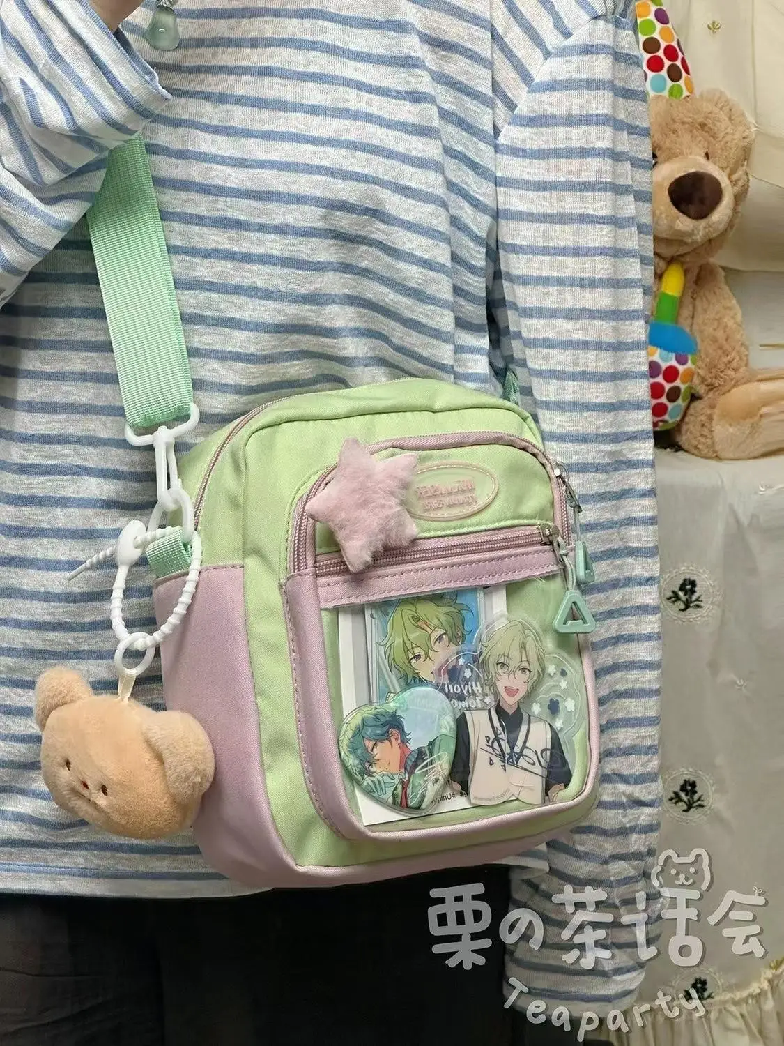 JIAERDI Transparent Square Messenger Bag Purse Women New Nylon Versatile Blue Itabag Ladies Anime Mini Bag Crossbody Bags Girls