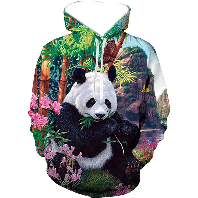 thumbnail image 1 of Sudadera con capucha con estampado 3D de panda para hombre, unisex, informal, de manga larga, de gran tamaño, chándal, 1 of 5