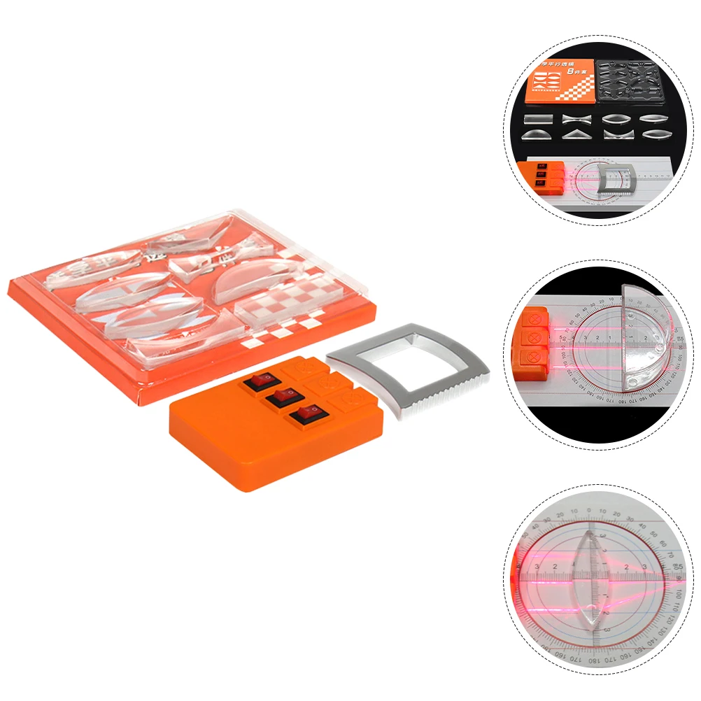 Physical Optics Experiment Kit Multifunction Reflector Refraction Prism Convex Concave Mirror Linear Light Source Teaching 1Set