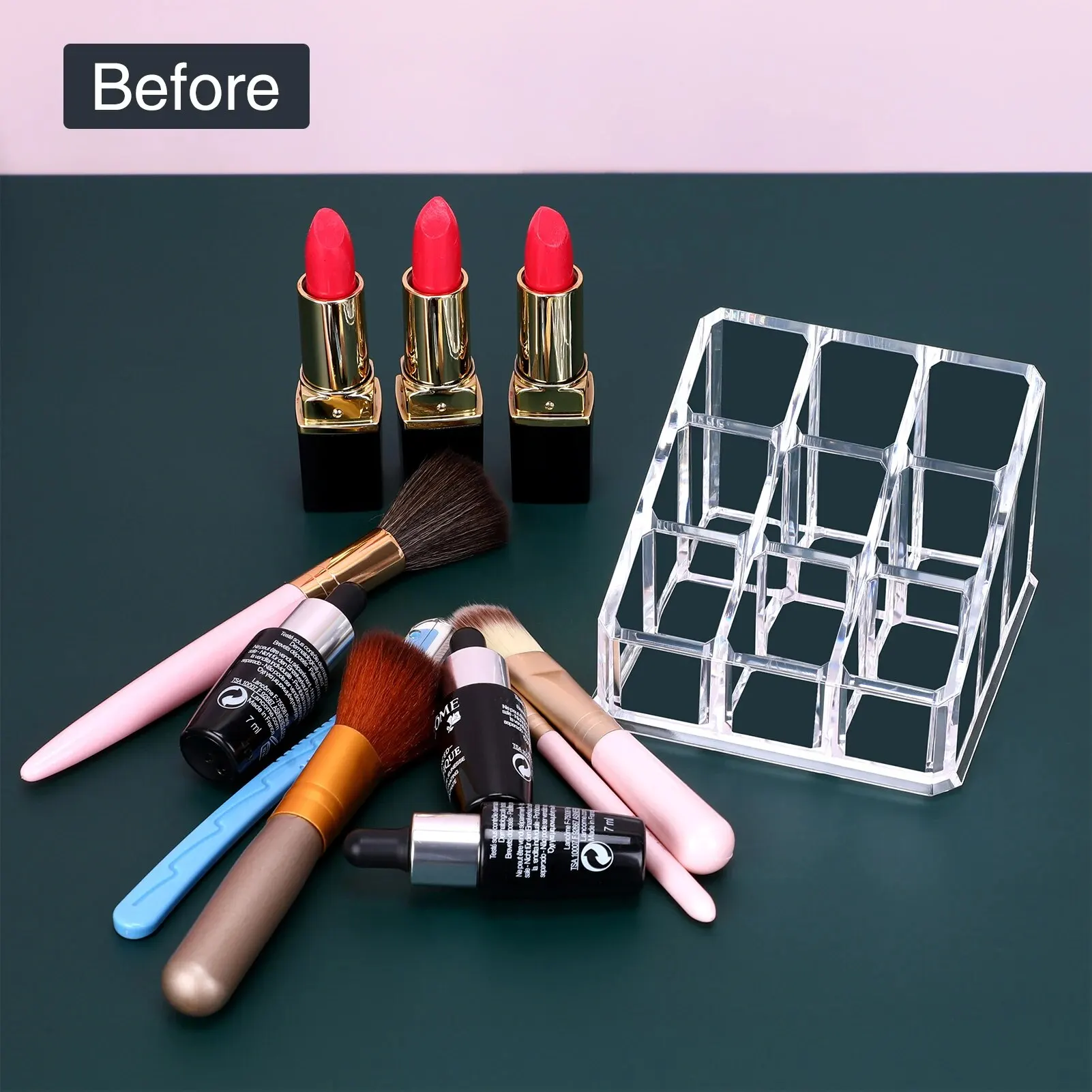 Lipstick Storage Box 1PC 9-grid Lipstick Storage Box Desktop Transparent Lip Gloss Storage Box Display Rack Minimalist Lipstick Rack