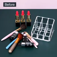 1PC 9-grid Lipstick Storage Box Desktop Transparent Lip Gloss Storage Box Display Rack Minimalist Lipstick Rack 2