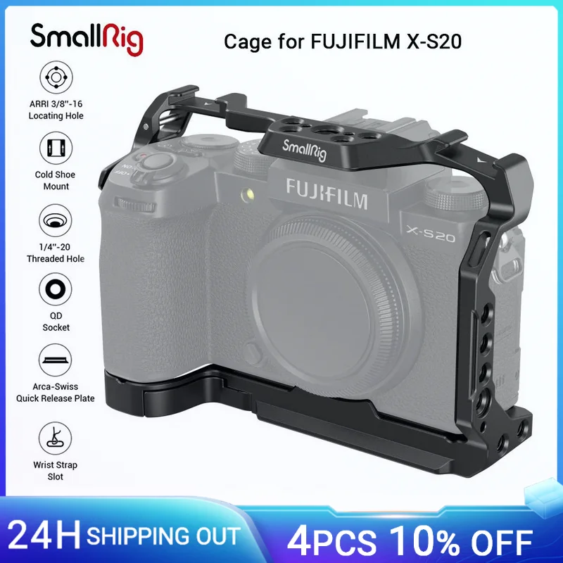 Gabbia Per Fotocamera Smallrig Per Fujifilm X-S20 Con Piastra A Sgancio Rapido Arca Swiss Per Dji Rs 3/Rs 3 Pro Gimbals Con Scarpa Fredda-4230