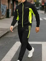 Nouvelle veste de cyclisme et de course pour homme, pour un usage sportif décontracté, avec col montant et design multicolore - Ensemble 2 pièces - 2526 5